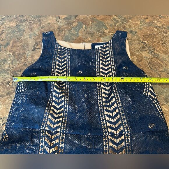 Anthropologie Georgia Navy Blue/ Marine Eyelet Overlay Lace Mini Dress - Picture 10 of 10